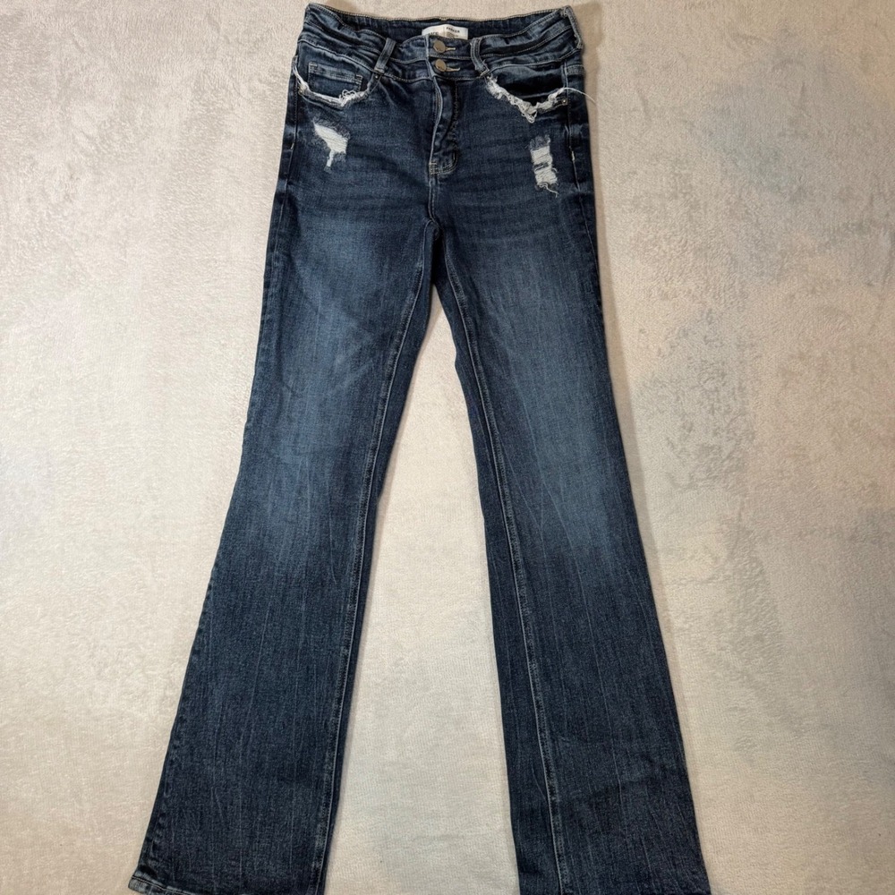 BKE Parker High Rise Bootcut Jeans Distressed Dark Wash 26x33.5 PBK121L
